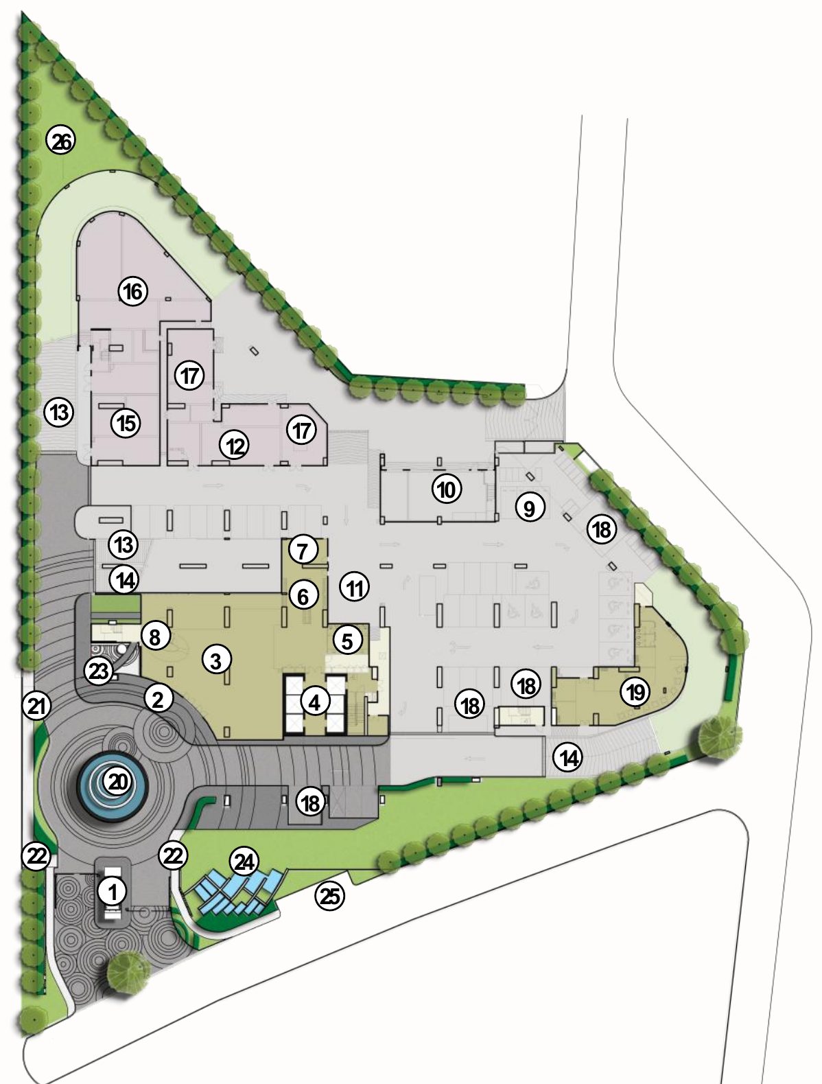 LUNAR Seputeh Ground Floor Level 1 facility plan showing grand lobby, drop-off, EV charging bay and Promenade Boulevard connection