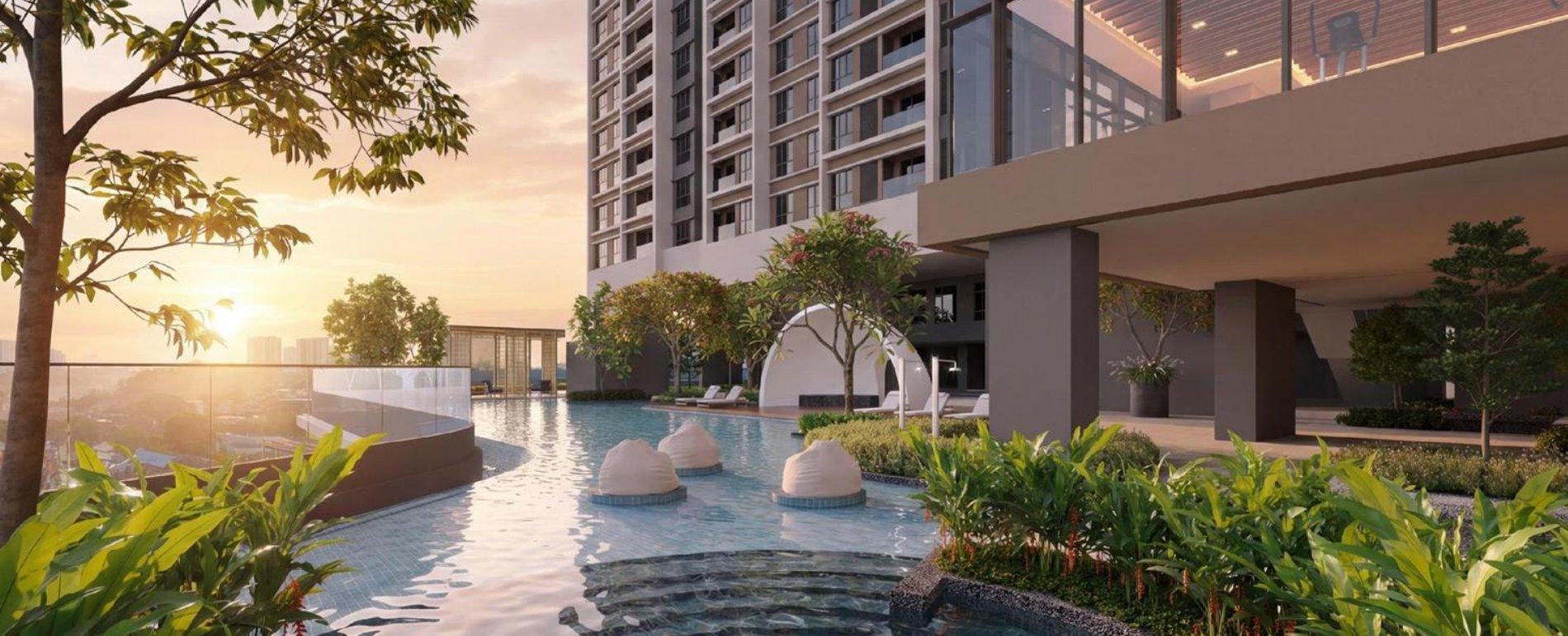 LUNAR Seputeh Infinity Pool at sunset artist impression